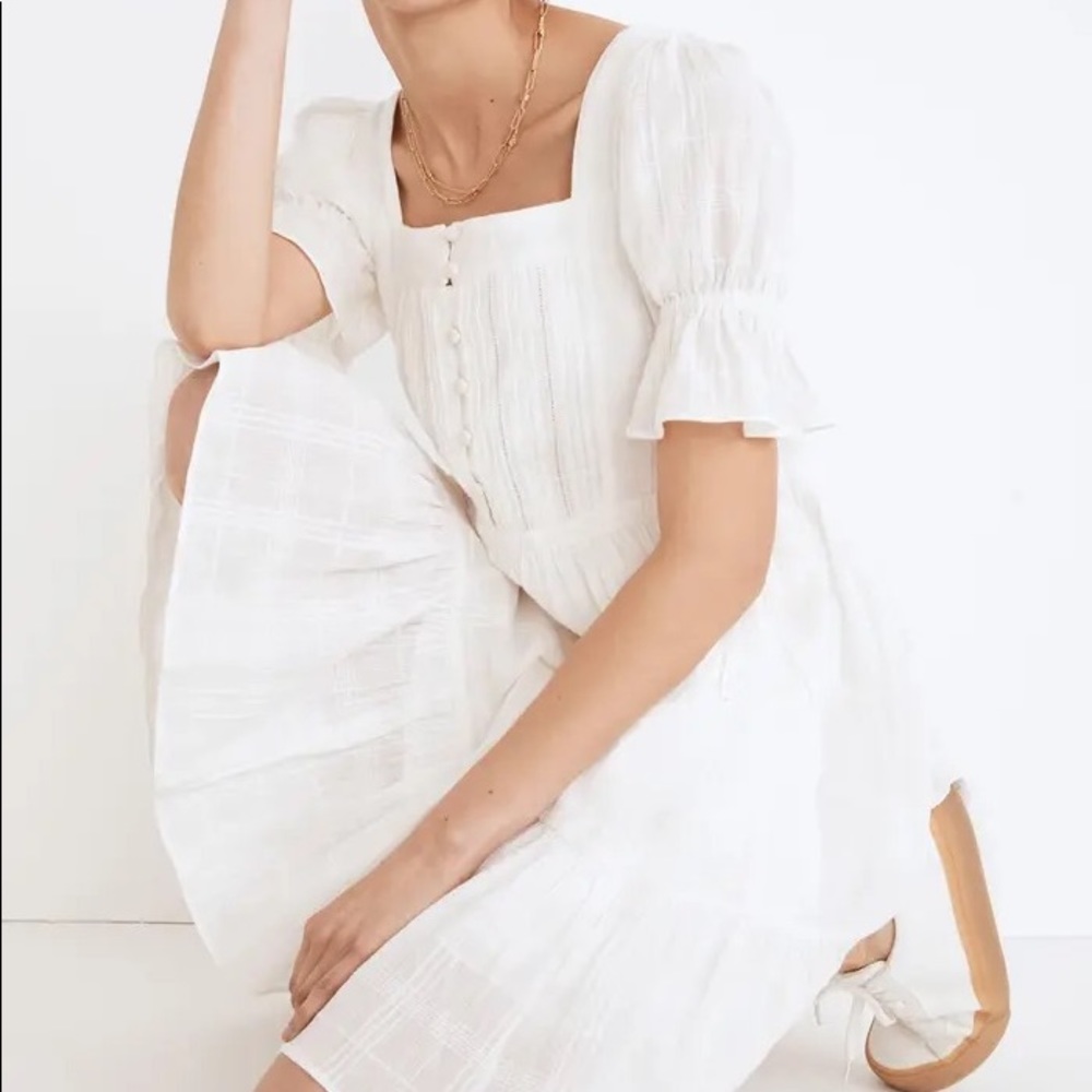 Madewell Puff Sleeve Drawstring Mini Dress NWT